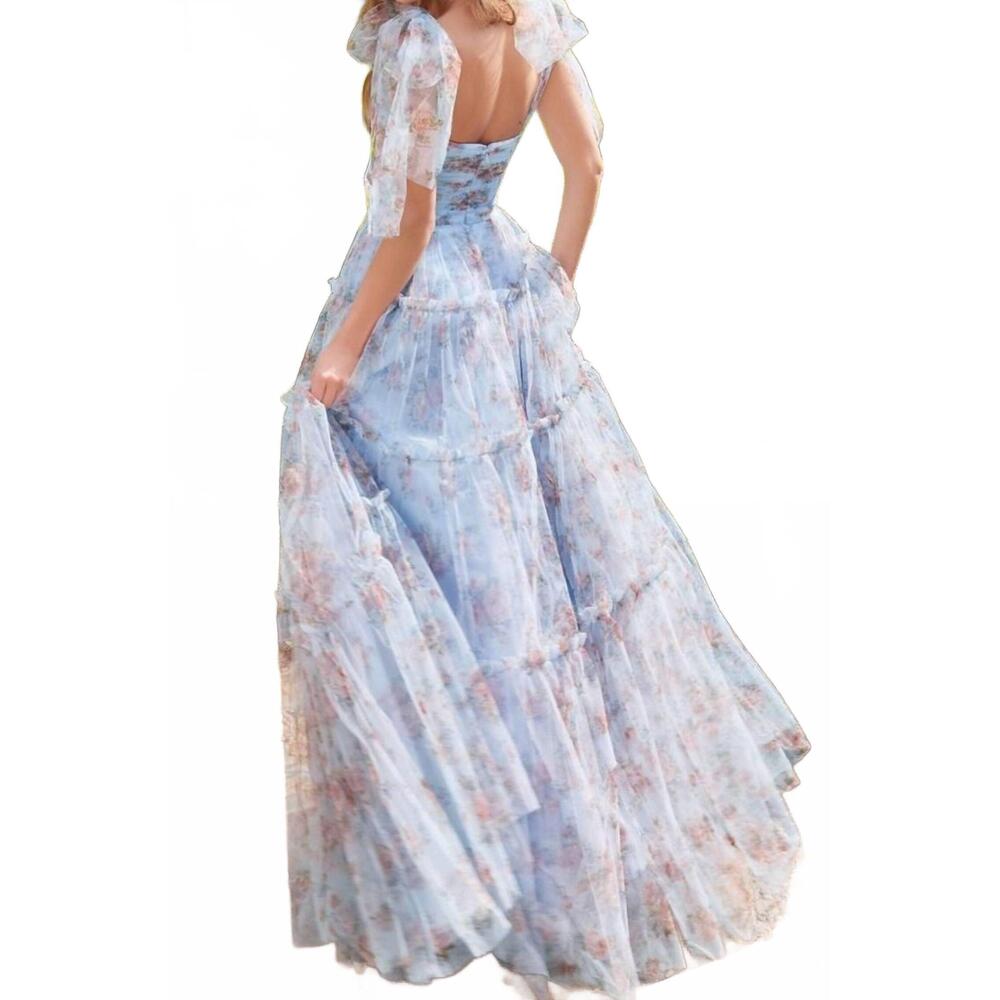 NEW ANDREA & LEO COUTURE layered tulle gown in blue - Picture 2 of 2
